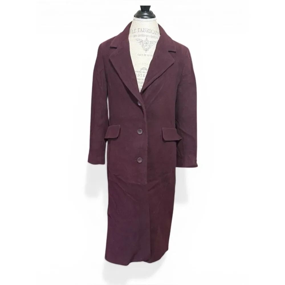 Vintage Forecaster of Boston Long Wool Cashmere Blend Coat Dark Wine / Purple 2